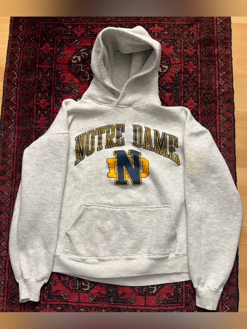 Vintage 90s Notre Dame Hoodie Made In USA Mens Size Large